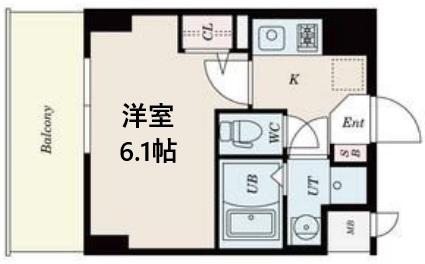 神戸国香通FUTUR(1K/2階)の間取り写真