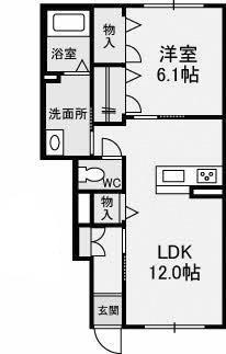 アリビオ・K(1LDK/1階)の間取り写真