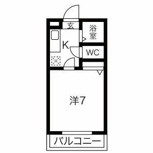アルプスコート(1K/1階)の間取り写真