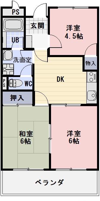 エレガンスICHIYANAGI(3DK/1階)の間取り写真