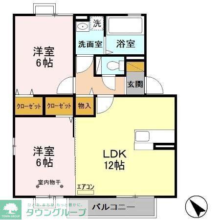ボナール(2LDK/2階)の間取り写真