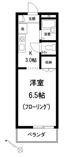 カーサビバーチェ(1K/1階)の間取り写真