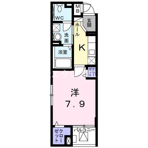 サンノーヴァ(1K/1階)の間取り写真