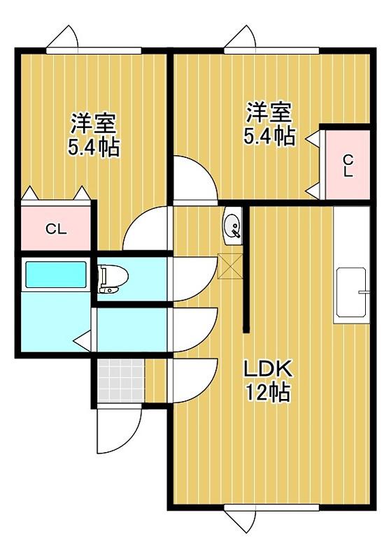 JR石北本線 北見駅 徒歩18分 2階建 築31年(2LDK/1階)の間取り写真