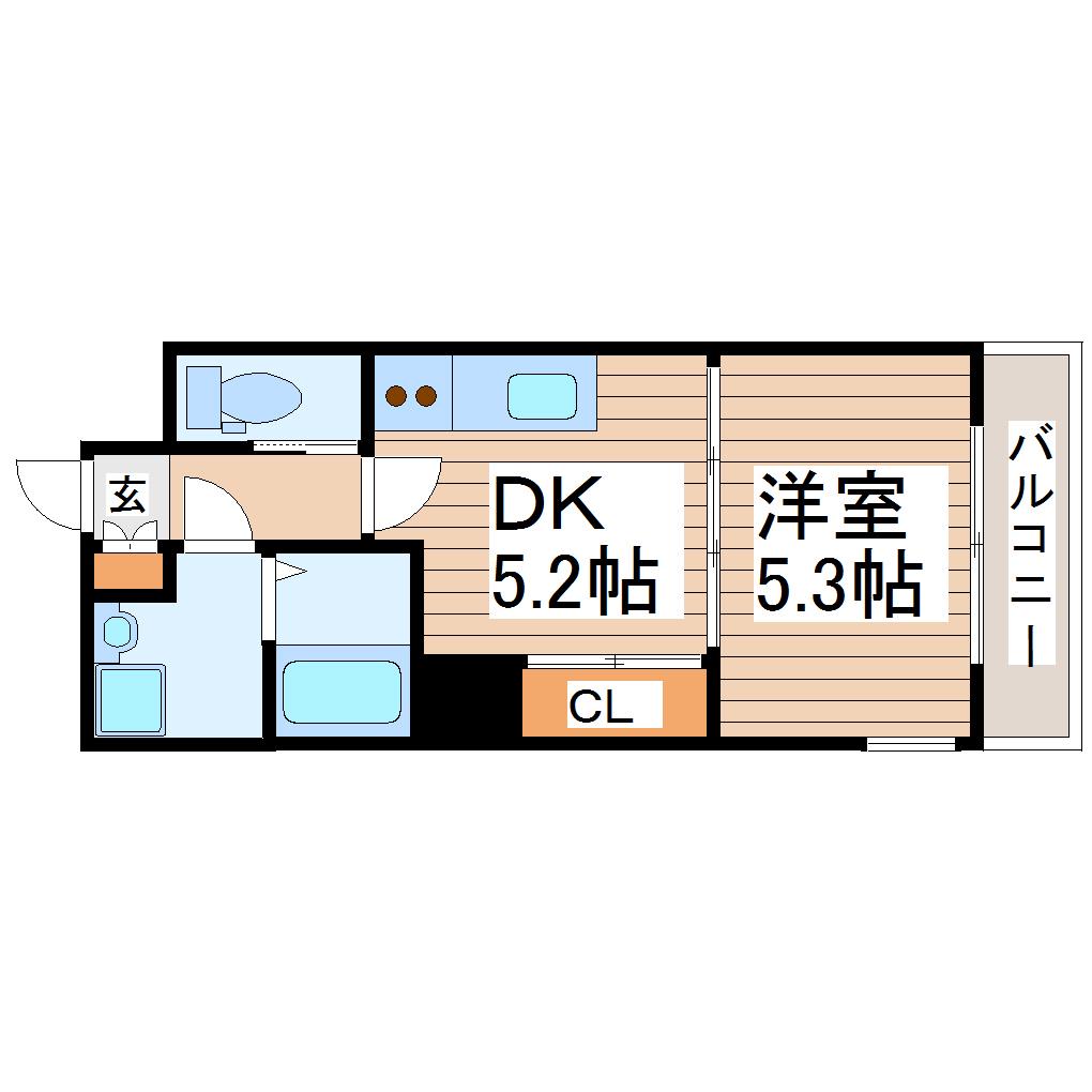 LA DOUCEUR片平(1DK/3階)の間取り写真