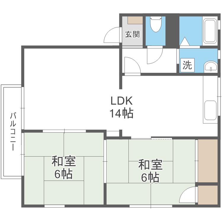 ハイデンス般若寺(2LDK/2階)の間取り写真