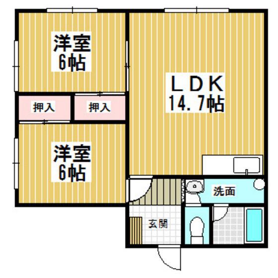 リバーサイドコーポ(2LDK/3階)の間取り写真