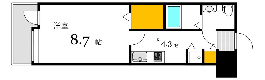 グラビスコート十日市(1K/6階)の間取り写真