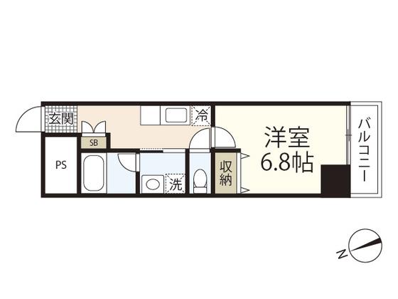 PABLO観音本町II(1K/4階)の間取り写真