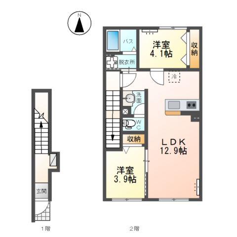 伊達アパート(2LDK/2階)の間取り写真