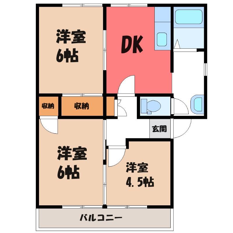 SD宗高(3DK/1階)の間取り写真