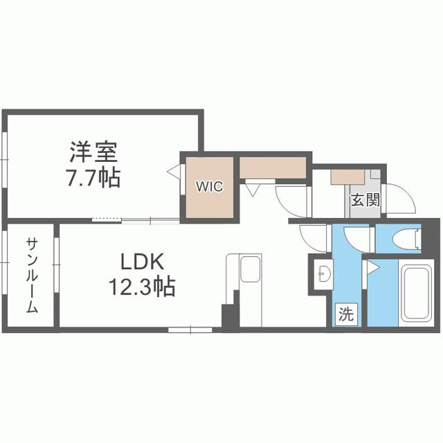 ウィスタリア I(1LDK/1階)の間取り写真