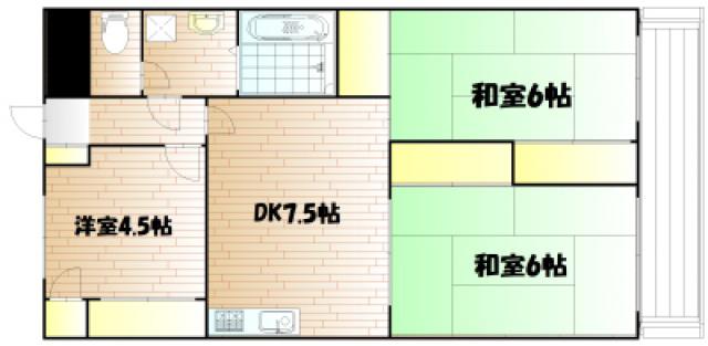 難波マンション(3DK/3階)の間取り写真