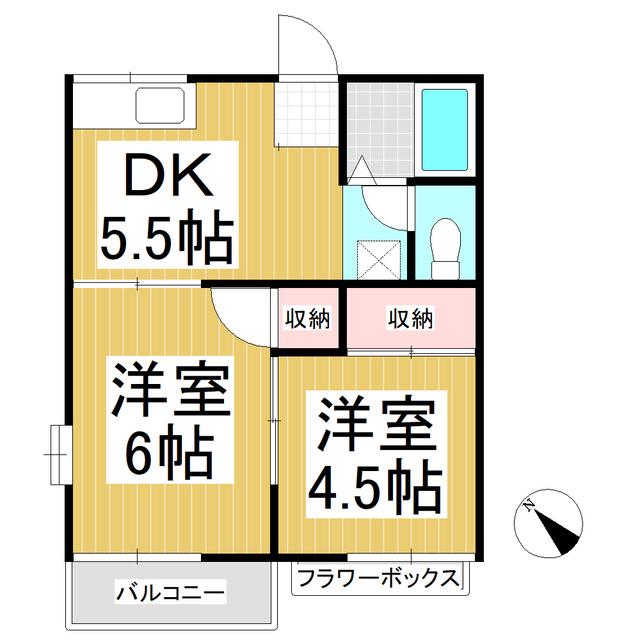ハイツひまわり(2DK/2階)の間取り写真