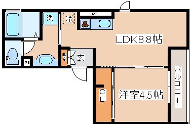 セジュール下山手通(1LDK/2階)の間取り写真