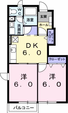 パルテール・アン(2DK/1階)の間取り写真