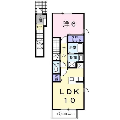ハウスフリーデA(1LDK/2階)の間取り写真