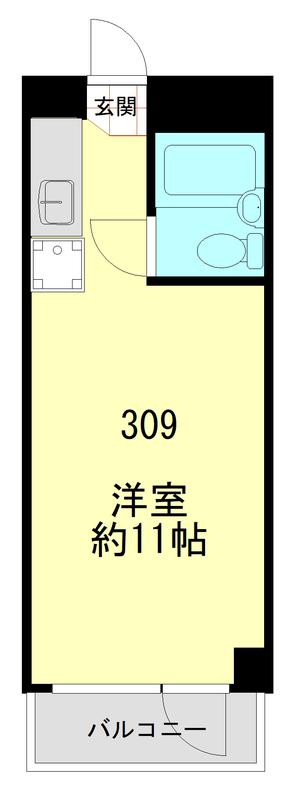 リレント山下町(1K/3階)の間取り写真