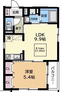 フジフラッツ(1LDK/3階)の間取り写真