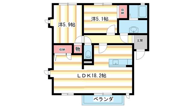 グランメール光A(2LDK/1階)の間取り写真