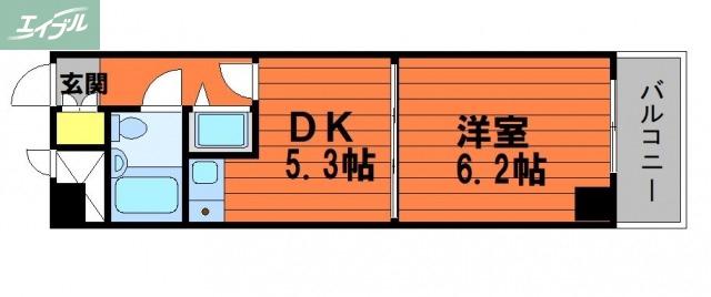 ライオンズマンション中山下(1DK/7階)の間取り写真