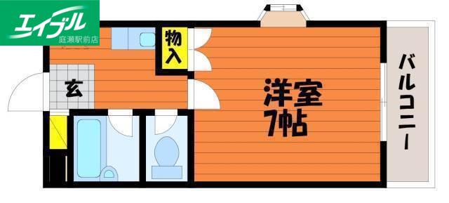 ウエストヒルズ(1K/2階)の間取り写真