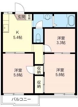 メゾン南台B(3K/2階)の間取り写真