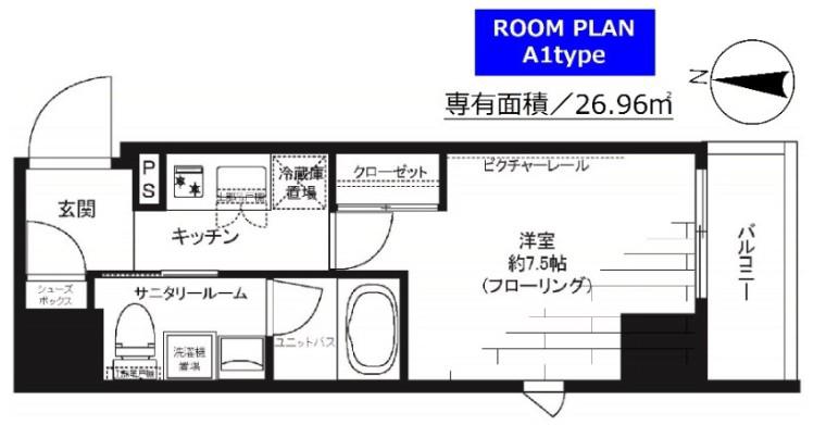 グランドコンシェルジュ神楽坂(1K/2階)の間取り写真