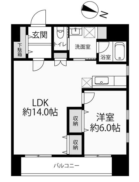 ヴェスタアリーナ(1LDK/2階)の間取り写真