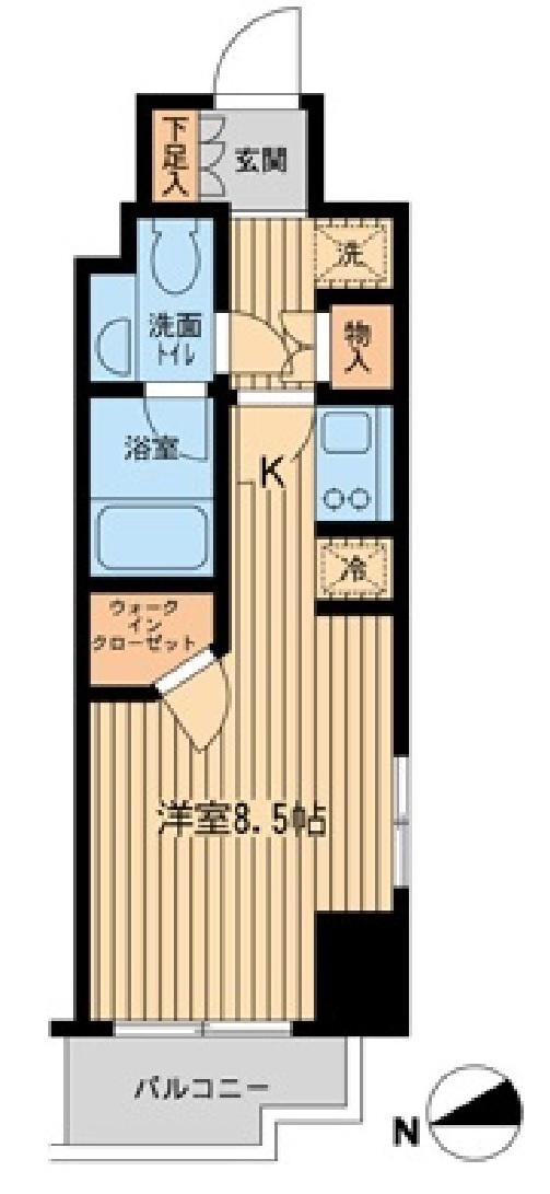 ファインアドレス新御徒町(ワンルーム/8階)の間取り写真