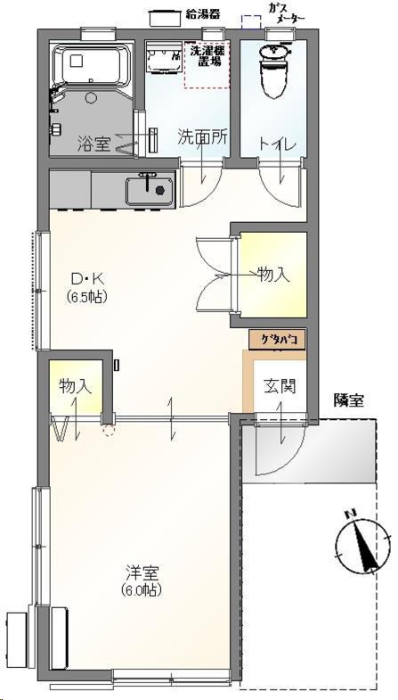 シルクハイツ1(1DK/1階)の間取り写真