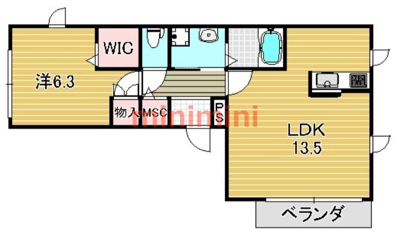 メゾン リリーベル(1LDK/2階)の間取り写真