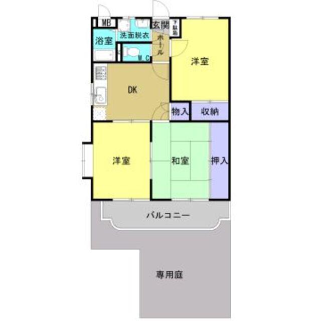 WOODY HOUSE(3DK/1階)の間取り写真