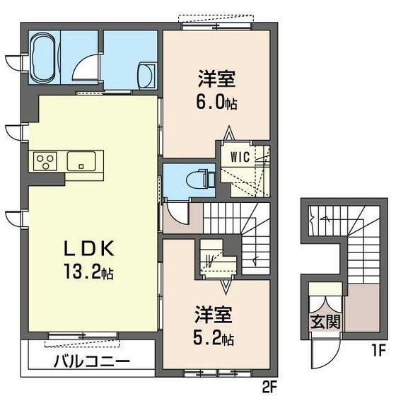 シャーメゾン フルール(2LDK/2階)の間取り写真
