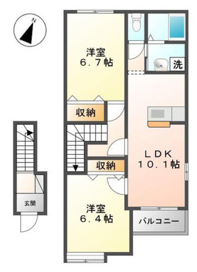 アクアサイド上の浜(2LDK/2階)の間取り写真