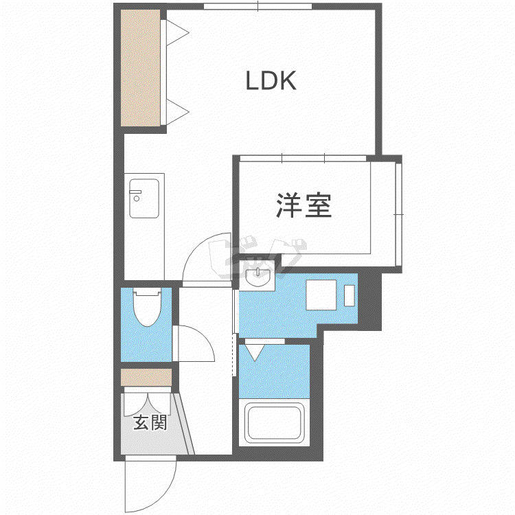 ドゥ・ヴィルヌーブ(1LDK/4階)の間取り写真