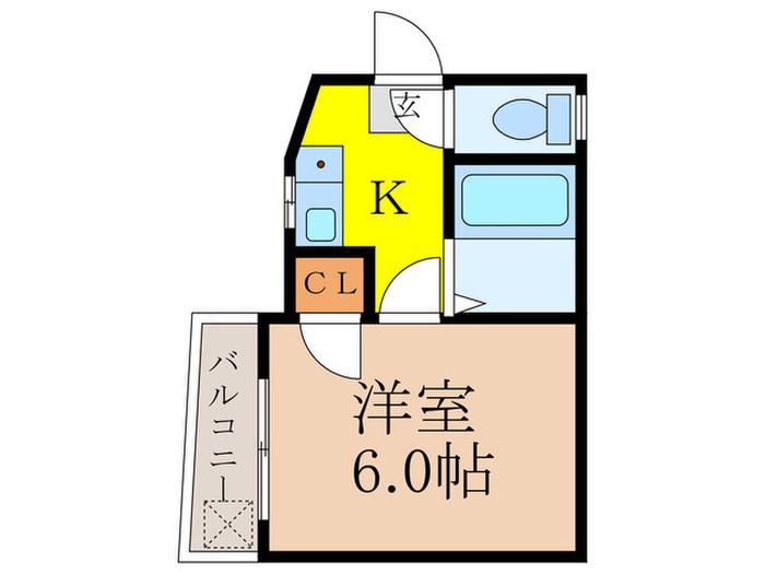 ガーデンハイツ福井B棟(1K/2階)の間取り写真