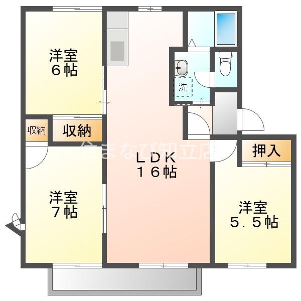 アメニティ住吉E(3LDK/2階)の間取り写真