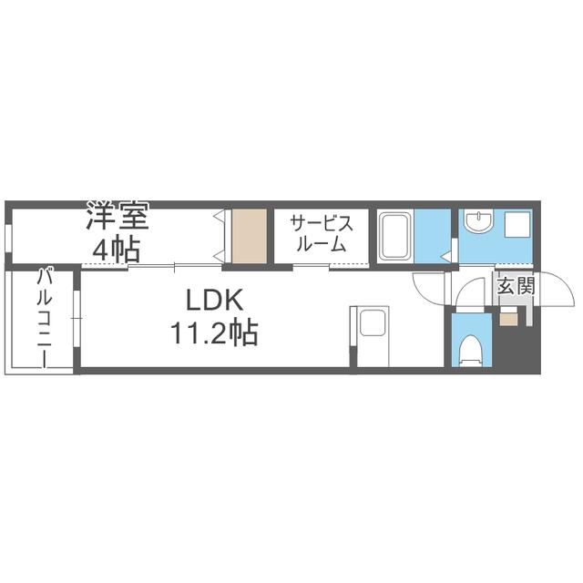 CUBE SUCRE内橋(1SLDK/4階)の間取り写真