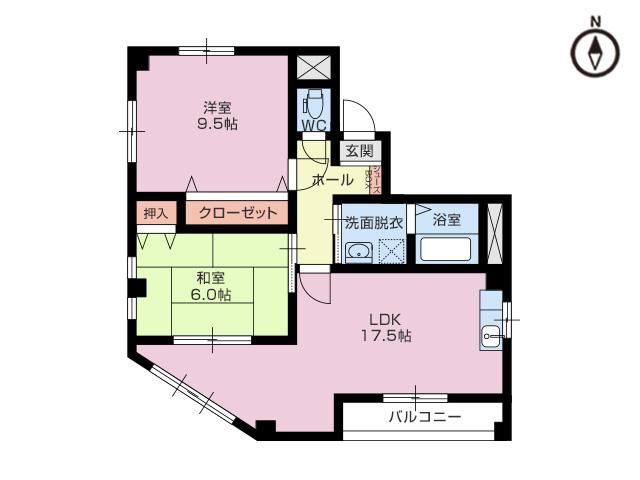 サンエール新宿(2LDK/2階)の間取り写真