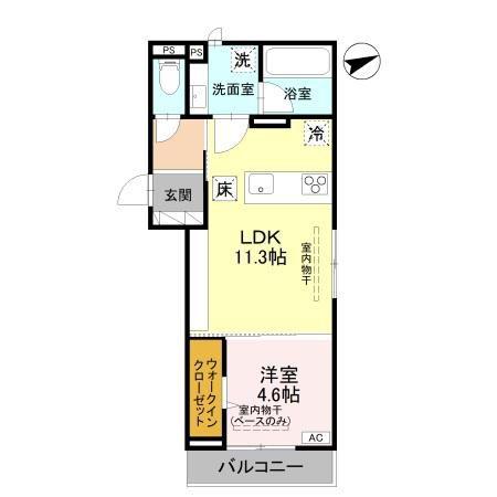 D-ROOM福住B(1LDK/1階)の間取り写真