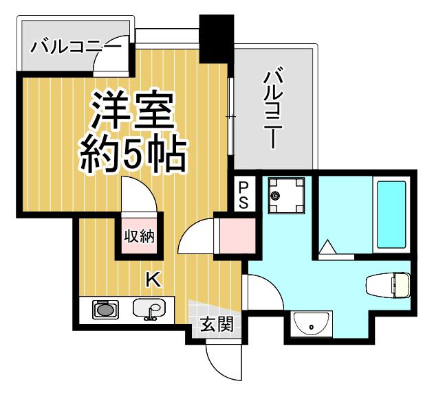ドール甲子園口(1K/2階)の間取り写真