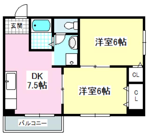 西駅前ハイツ(2DK/3階)の間取り写真