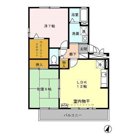 ゴールドパストラル(2LDK/2階)の間取り写真