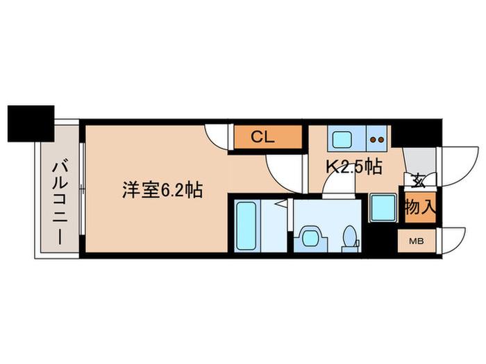 S-RESIDENCE照国ASCENT(1K/5階)の間取り写真
