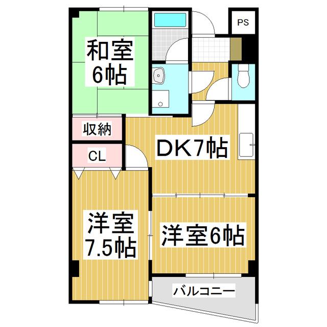 しるく・いち(3DK/8階)の間取り写真
