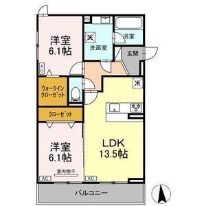 リュッカ鳥神(2LDK/3階)の間取り写真