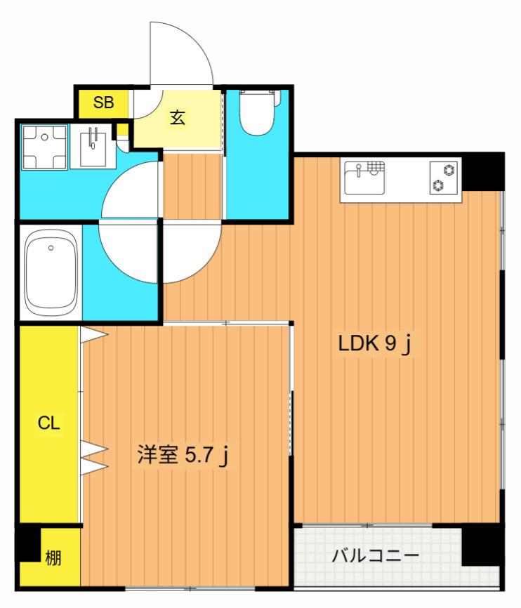 湯建ビル(1LDK/2階)の間取り写真