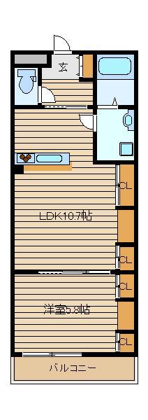 リブリ・花小金井(1LDK/2階)の間取り写真