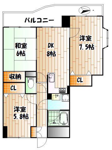 エポック新横浜(3DK/4階)の間取り写真